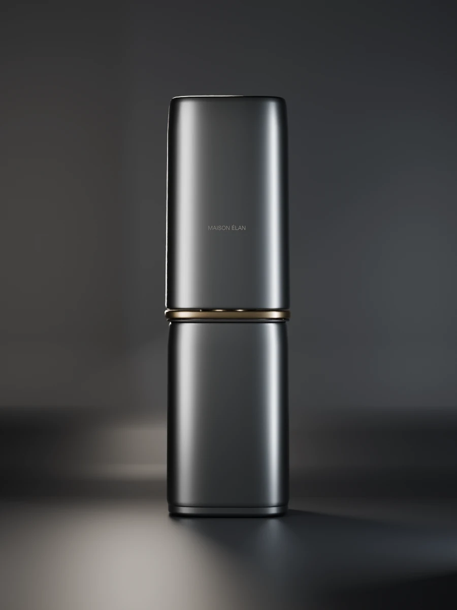 MAISON ÉLAN 01 refillable lipstick in graphite and champagne metal